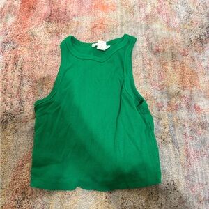 H&M Emerald Ribbed Sleeveless Top